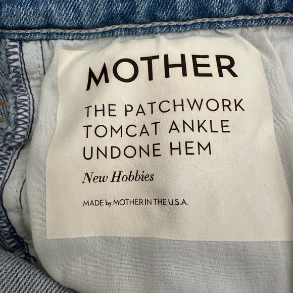MOTHER The Patchwork Tomcat Ankle Raw Hem New Hobbies Blue 28 - Picture 5 of 16